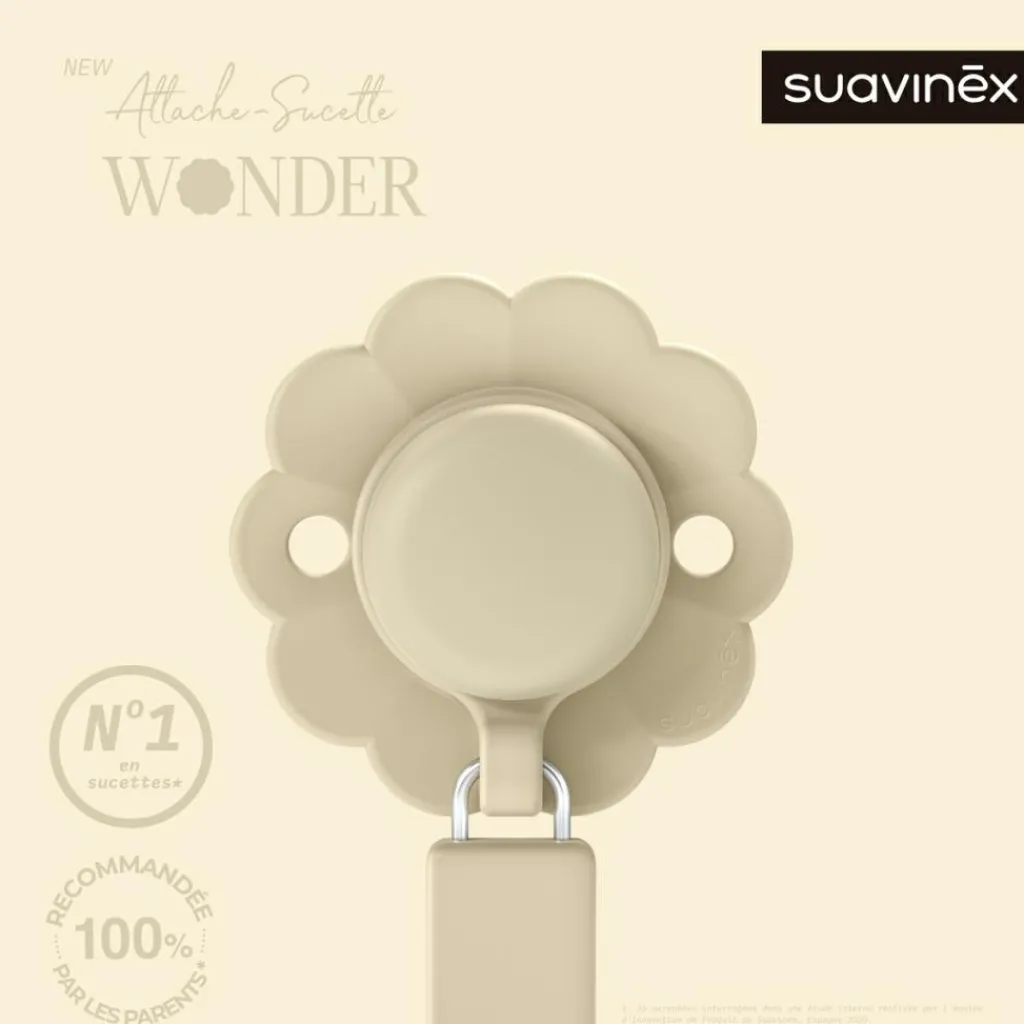 Suavinex Attache sucette en silicone Wonder Whitecap Gray