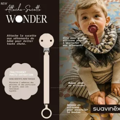 Sale Attache sucette en silicone Wonder Mauve Chalk Attache Sucette