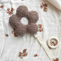 Atelier Wagram Attache tétine Fleur moumoute Beige-Ecru