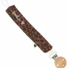 Atelier Wagram Attache tétine Gaze Léopard Marron (personnalisable)