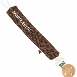 Atelier Wagram Attache tétine Gaze Léopard Marron (personnalisable)