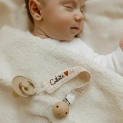 Clearance Attache tétine Gaze Petits Carreaux (personnalisable) Attache Sucette