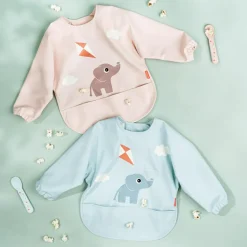 Done by Deer Bavoir à manches avec poche Playground bleu