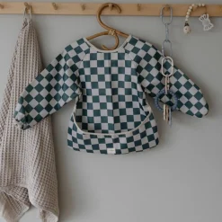 Clearance Bavoir à manches longues Olive Check (6-24 mois) Bavoirs