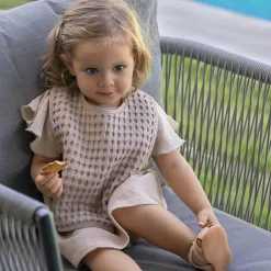 BB & Co Bavoir à nouer en coton gaufré Latte