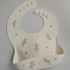 New Bavoir à poche en silicone Pink Flowers Bavoirs