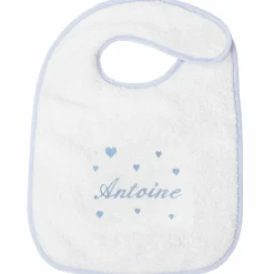 Bavoir à velcro coeur bleu (personnalisable) Bavoirs