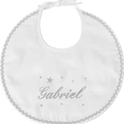 ANVIE Bavoir de naissance étoile gris (personnalisable)