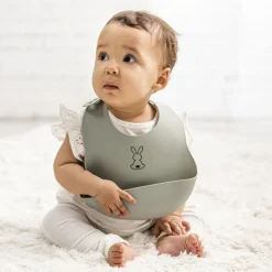 Bavoir en silicone à poche vert sauge Bavoirs