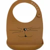 Trois Kilos Sept Bavoir en silicone Chat Caramel