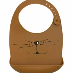 Trois Kilos Sept Bavoir en silicone Chat Caramel