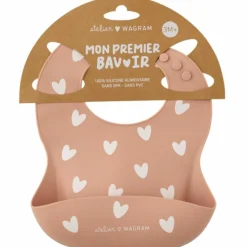 Atelier Wagram Bavoir en silicone Coeurs Latté