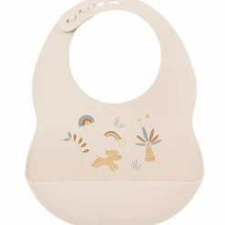 Nattou Bavoir en silicone imprimé beige-jaune