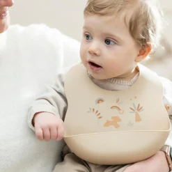 Nattou Bavoir en silicone imprimé beige-jaune