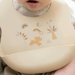 Nattou Bavoir en silicone imprimé beige-jaune