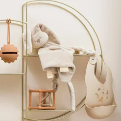 Nattou Bavoir en silicone imprimé beige-jaune