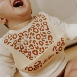 Outlet Bavoir en silicone Léopard Crème Bavoirs