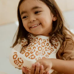 Outlet Bavoir en silicone Léopard Crème Bavoirs