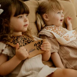 Outlet Bavoir en silicone Léopard Crème Bavoirs