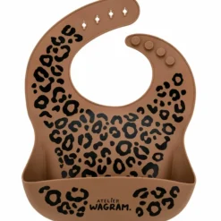 Atelier Wagram Bavoir en silicone Léopard Marron