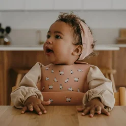 Zakuw Bavoir en silicone Minouche rose