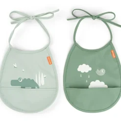 Done by Deer Bavoir petit lot de 2 Croco vert