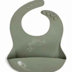 Filibabba Bavoir silicone imprimé Lièvre vert mousse