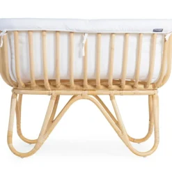 Childhome Berceau rectangulaire en rotin et habillage en jersey écru