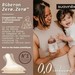 Suavinex Biberon anti-colique Zerø.Zerø - Débit Lent - S Deep (180 ml)