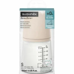Suavinex Biberon anti-colique Zerø.Zerø - Débit Lent - S Light (180 ml)