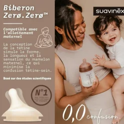 Suavinex Biberon anti-colique Zerø.Zerø - Débit Moyen - M Deep (270 ml)