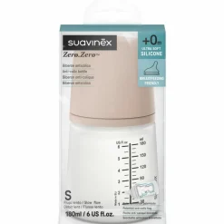 Suavinex Biberon anti-colique Zerø.Zerø - Débit Lent - S Medium (180 ml)