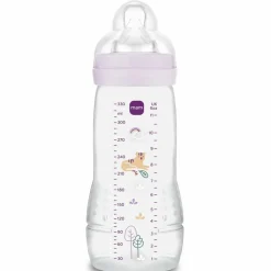 MAM Biberon Easy Active 2ème âge Decor Lilas - Tétine débit X (330ml)