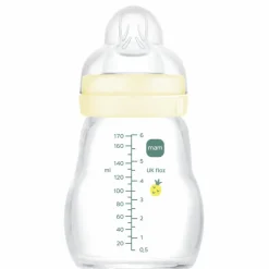 New Biberon verre 170 ml Pattern fruit jaune - Tétine Débit 2 Biberon