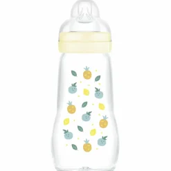MAM Biberon verre 260 ml Pattern fruit jaune - Tétine débit 2