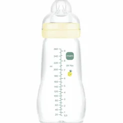 MAM Biberon verre 260 ml Pattern fruit jaune - Tétine débit 2