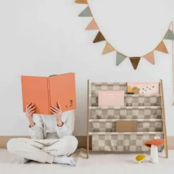 Online Bibliothèque en tissu recyclé Damier beige Bibliothèque