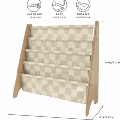 Online Bibliothèque en tissu recyclé Damier beige Bibliothèque
