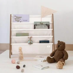 3 sprouts Bibliothèque en tissu recyclé Uni crème - Reconditionné