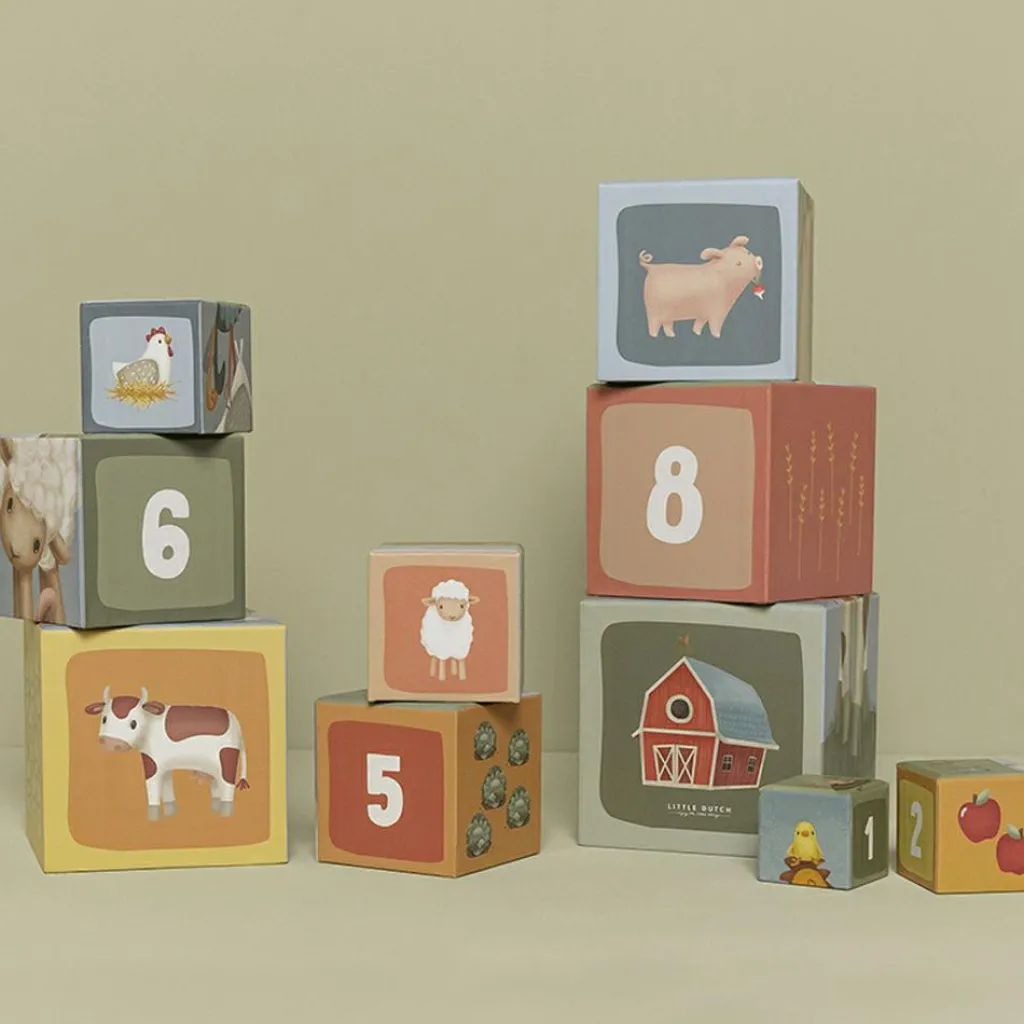 New Blocs à empiler en carton Little Farm Jouet À Empiler