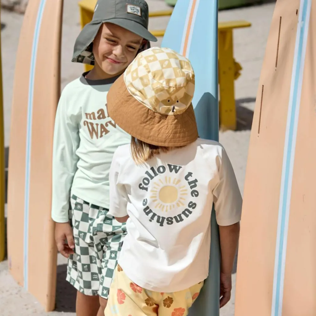 Clearance Bob anti-UV motifs à carreaux vanille et écru vanilla et sea salt (19-36 mois) Chapeau / Casquette