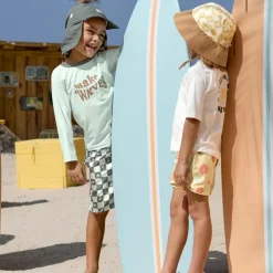 Clearance Bob anti-UV motifs à carreaux vanille et écru vanilla et sea salt (19-36 mois) Chapeau / Casquette