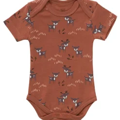 Sale Body manches courtes en coton bio Deer amber brown (0-3 mois : 50 à 60 cm) Body