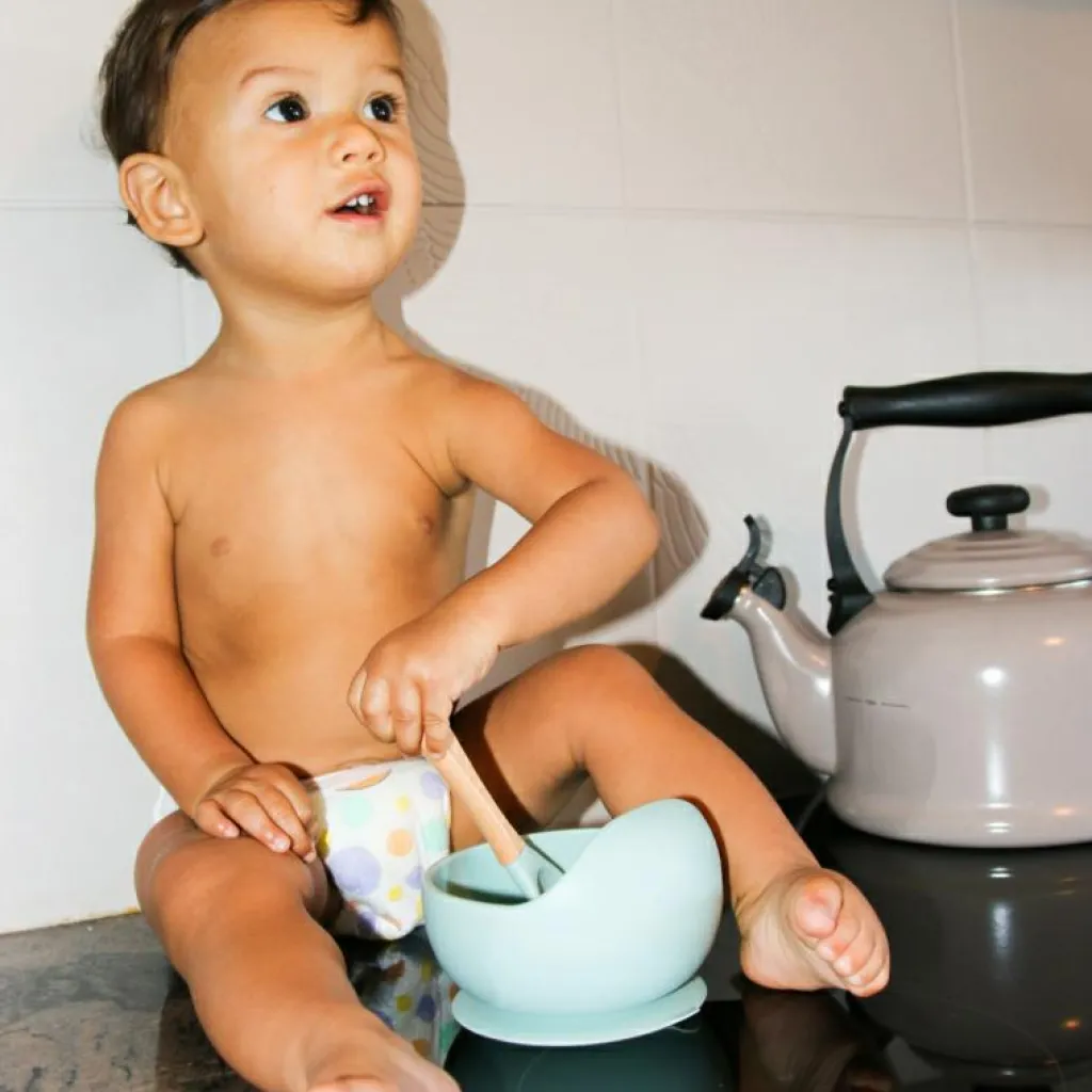 Hot Bol ventouse et cuillère bleu Coffret Repas