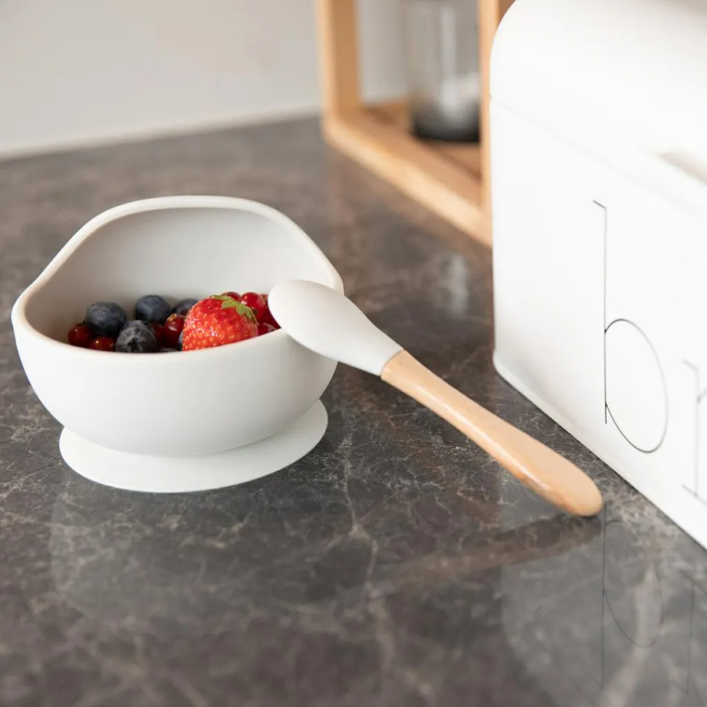 Outlet Bol ventouse et cuillère gris Coffret Repas