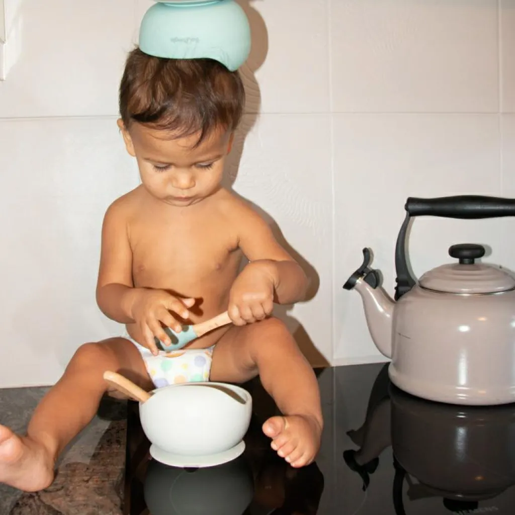 Outlet Bol ventouse et cuillère gris Coffret Repas