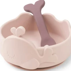 Done by Deer Bol ventouse et cuillère silicone Wally rose