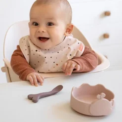 Done by Deer Bol ventouse et cuillère silicone Wally rose