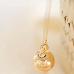 Pleine Lune Bola de grossesse Gri-Gri Ginkgo chaîne (or jaune 18 carats)