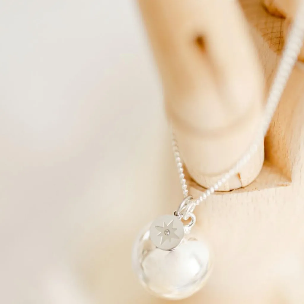 Pleine Lune Bola de grossesse Gri-Gri Etoile du nord chaîne (plaqué argent 925)